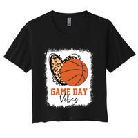 Bleached Basketball Game Day Vibes Basketball Mom Game Day Women's Crop Top Tee