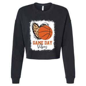 Bleached Basketball Game Day Vibes Basketball Mom Game Day Cropped Pullover Crew