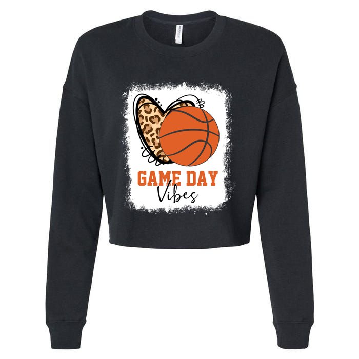 Bleached Basketball Game Day Vibes Basketball Mom Game Day Cropped Pullover Crew