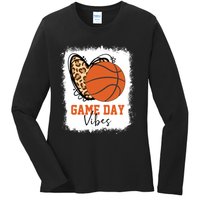 Bleached Basketball Game Day Vibes Basketball Mom Game Day Ladies Long Sleeve Shirt