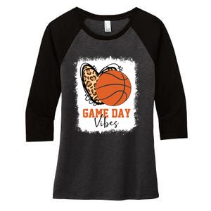 Bleached Basketball Game Day Vibes Basketball Mom Game Day Women's Tri-Blend 3/4-Sleeve Raglan Shirt