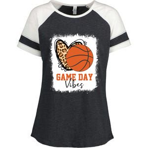 Bleached Basketball Game Day Vibes Basketball Mom Game Day Enza Ladies Jersey Colorblock Tee