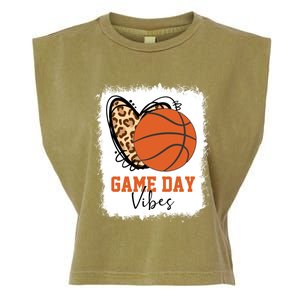 Bleached Basketball Game Day Vibes Basketball Mom Game Day Garment-Dyed Women's Muscle Tee