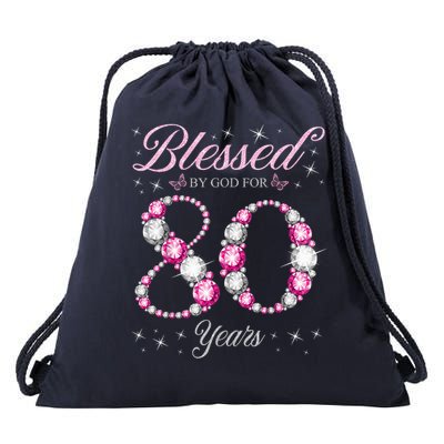 Blessed By God For 80 Years Old 80th Birthday Party Drawstring Bag