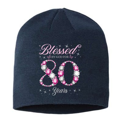 Blessed By God For 80 Years Old 80th Birthday Party Sustainable Beanie