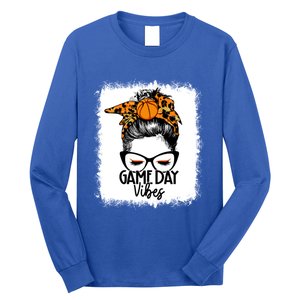 Bleached Basketball Game Day Vibes Messy Bun Basketball Mom Cute Gift Long Sleeve Shirt