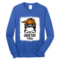 Bleached Basketball Game Day Vibes Messy Bun Basketball Mom Cute Gift Long Sleeve Shirt