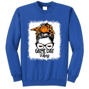 Bleached Basketball Game Day Vibes Messy Bun Basketball Mom Cute Gift Sweatshirt