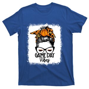 Bleached Basketball Game Day Vibes Messy Bun Basketball Mom Cute Gift T-Shirt