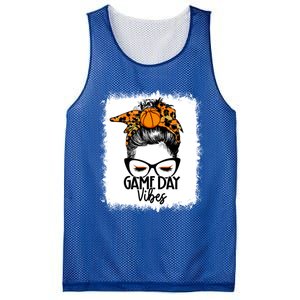 Bleached Basketball Game Day Vibes Messy Bun Basketball Mom Cute Gift Mesh Reversible Basketball Jersey Tank