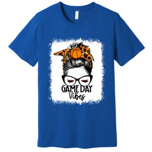 Bleached Basketball Game Day Vibes Messy Bun Basketball Mom Cute Gift Premium T-Shirt