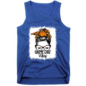 Bleached Basketball Game Day Vibes Messy Bun Basketball Mom Cute Gift Tank Top