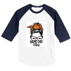 Bleached Basketball Game Day Vibes Messy Bun Basketball Mom Cute Gift Baseball Sleeve Shirt