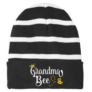 Beekeeper Beekeeping Grandma Bee Striped Beanie with Solid Band