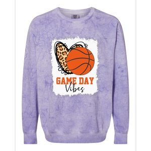 Bleached Basketball Game Day Vibes Basketball Mom Colorblast Crewneck Sweatshirt