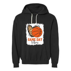 Bleached Basketball Game Day Vibes Basketball Mom Garment-Dyed Fleece Hoodie