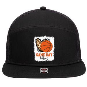 Bleached Basketball Game Day Vibes Basketball Mom 7 Panel Mesh Trucker Snapback Hat