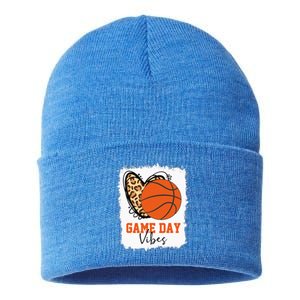 Bleached Basketball Game Day Vibes Basketball Mom Sustainable Knit Beanie