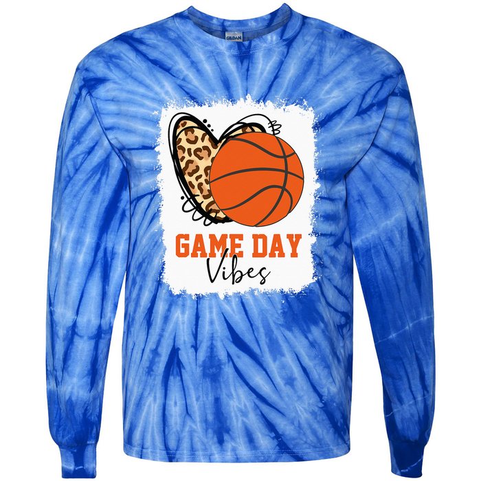 Bleached Basketball Game Day Vibes Basketball Mom Tie-Dye Long Sleeve Shirt