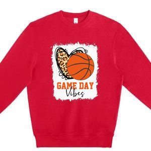 Bleached Basketball Game Day Vibes Basketball Mom Premium Crewneck Sweatshirt