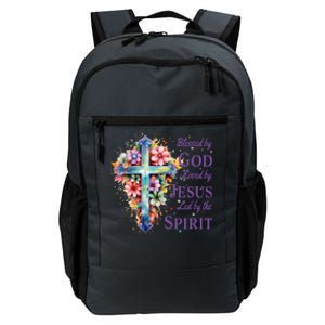 Blessed By God Loved By Jesus Floral Cross Christian Funny Gift Daily Commute Backpack