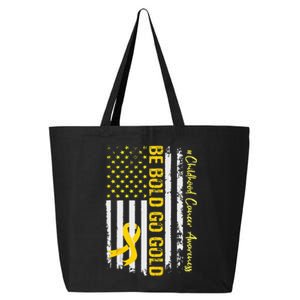 Be Bold Go Gold Childhood Cancer Awareness USA Flag Ribbon 25L Jumbo Tote