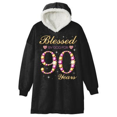 Blessed By God For 90 Years Old 90th Birthday Party Hooded Wearable Blanket