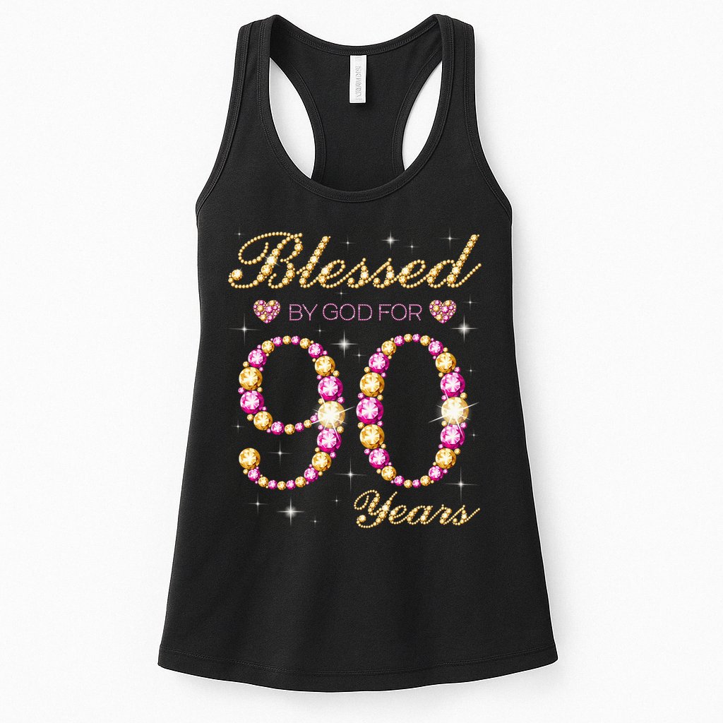 Blessed By God For 90 Years Old 90th Birthday Party Womens Tank Top