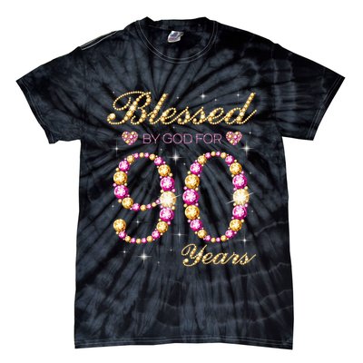 Blessed By God For 90 Years Old 90th Birthday Party Tie-Dye T-Shirt