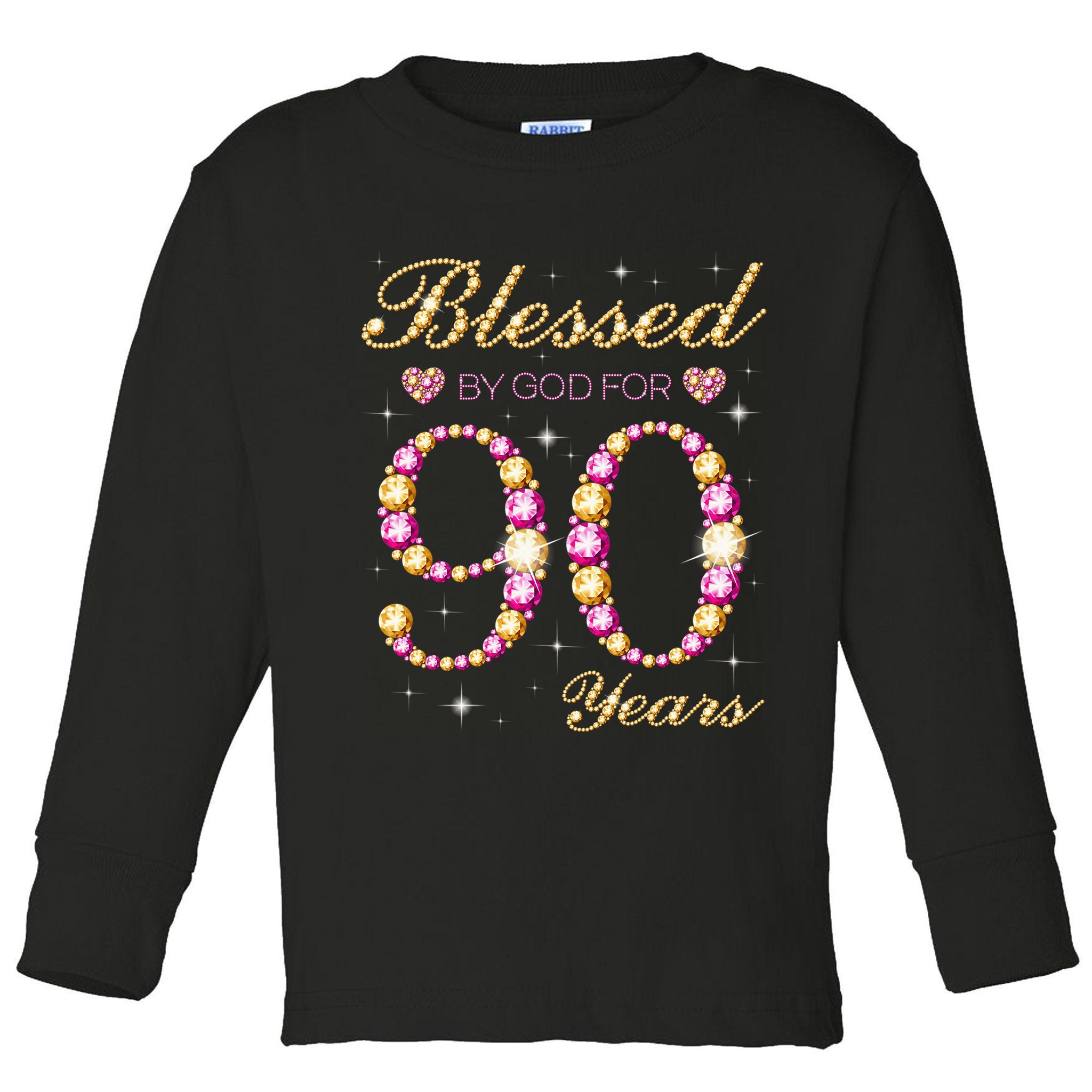 Blessed By God For 90 Years Old 90th Birthday Party Toddler Long Sleeve Shirt