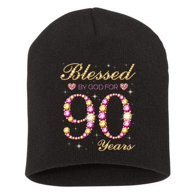 Blessed By God For 90 Years Old 90th Birthday Party Short Acrylic Beanie