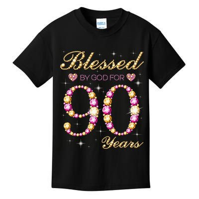 Blessed By God For 90 Years Old 90th Birthday Party Kids T-Shirt