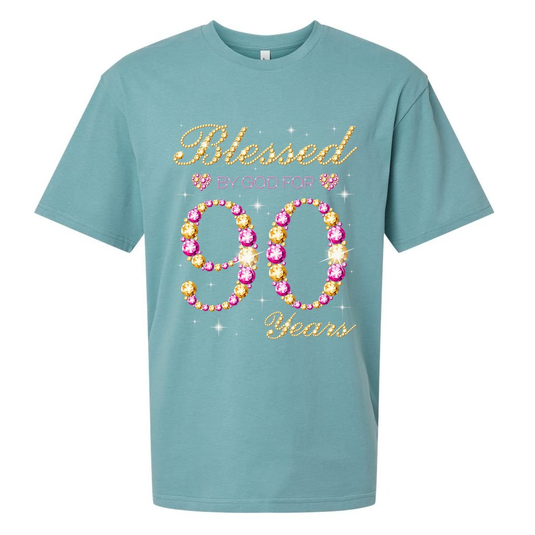 Blessed By God For 90 Years Old 90th Birthday Party Sueded Cloud Jersey T-Shirt