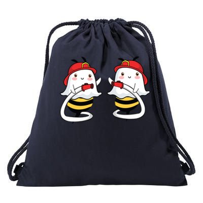 Boobs Boo Ghost Bee Hose Pipe Funny Firefighter Halloween Funny Gift Drawstring Bag