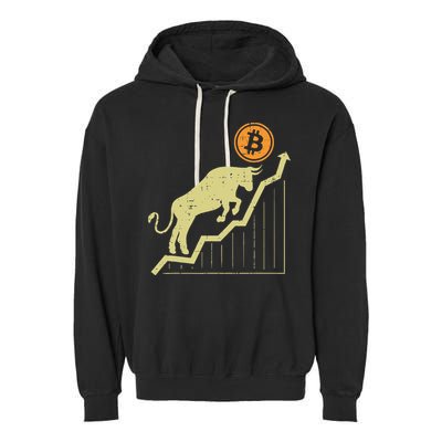 Bitcoin Bull Graph Bullish Btc Crypto Cryptocurrency Trader Garment-Dyed Fleece Hoodie