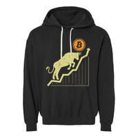 Bitcoin Bull Graph Bullish Btc Crypto Cryptocurrency Trader Garment-Dyed Fleece Hoodie