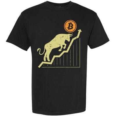 Bitcoin Bull Graph Bullish Btc Crypto Cryptocurrency Trader Garment-Dyed Heavyweight T-Shirt