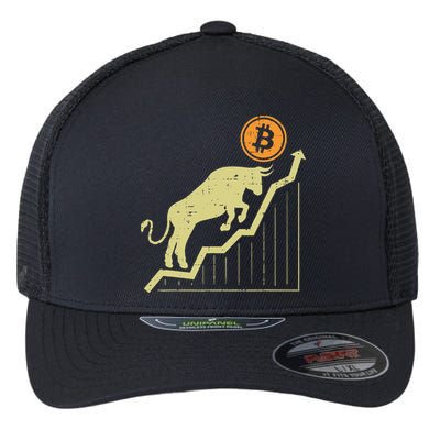 Bitcoin Bull Graph Bullish Btc Crypto Cryptocurrency Trader Flexfit Unipanel Trucker Cap