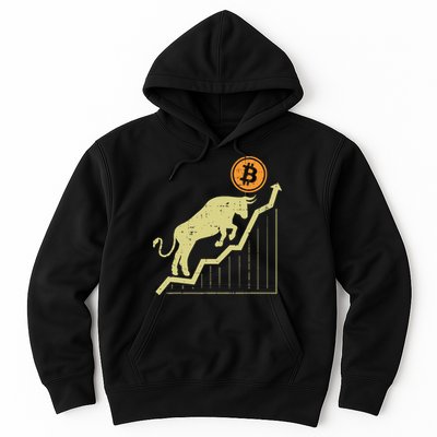 Bitcoin Bull Graph Bullish Btc Crypto Cryptocurrency Trader Hoodie
