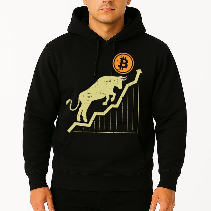 Bitcoin Bull Graph Bullish Btc Crypto Cryptocurrency Trader Hoodie