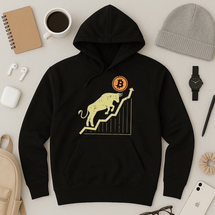 Bitcoin Bull Graph Bullish Btc Crypto Cryptocurrency Trader Hoodie