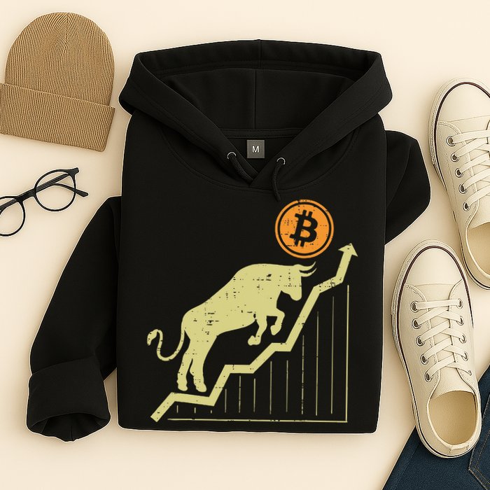Bitcoin Bull Graph Bullish Btc Crypto Cryptocurrency Trader Hoodie