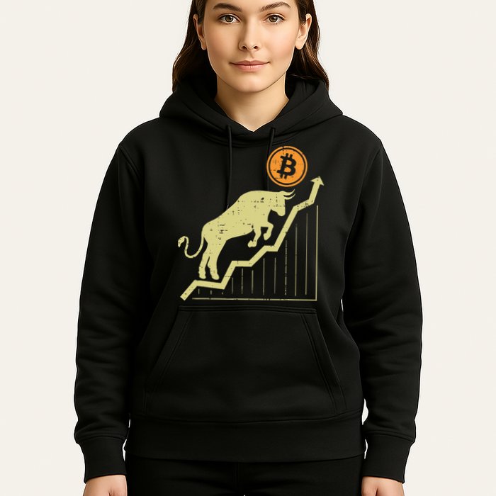 Bitcoin Bull Graph Bullish Btc Crypto Cryptocurrency Trader Hoodie