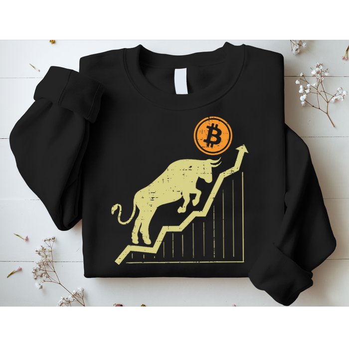 Bitcoin Bull Graph Bullish Btc Crypto Cryptocurrency Trader Sweatshirt
