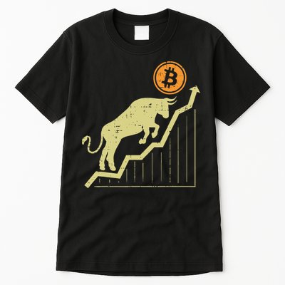 Bitcoin Bull Graph Bullish Btc Crypto Cryptocurrency Trader Tall T-Shirt