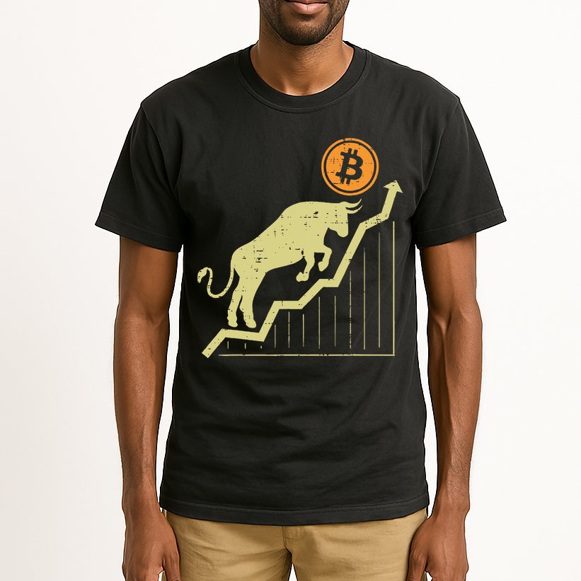 Bitcoin Bull Graph Bullish Btc Crypto Cryptocurrency Trader Tall T-Shirt