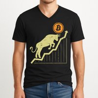 Bitcoin Bull Graph Bullish Btc Crypto Cryptocurrency Trader V-Neck T-Shirt