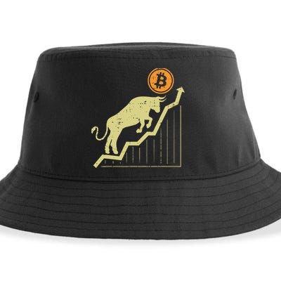 Bitcoin Bull Graph Bullish Btc Crypto Cryptocurrency Trader Sustainable Bucket Hat