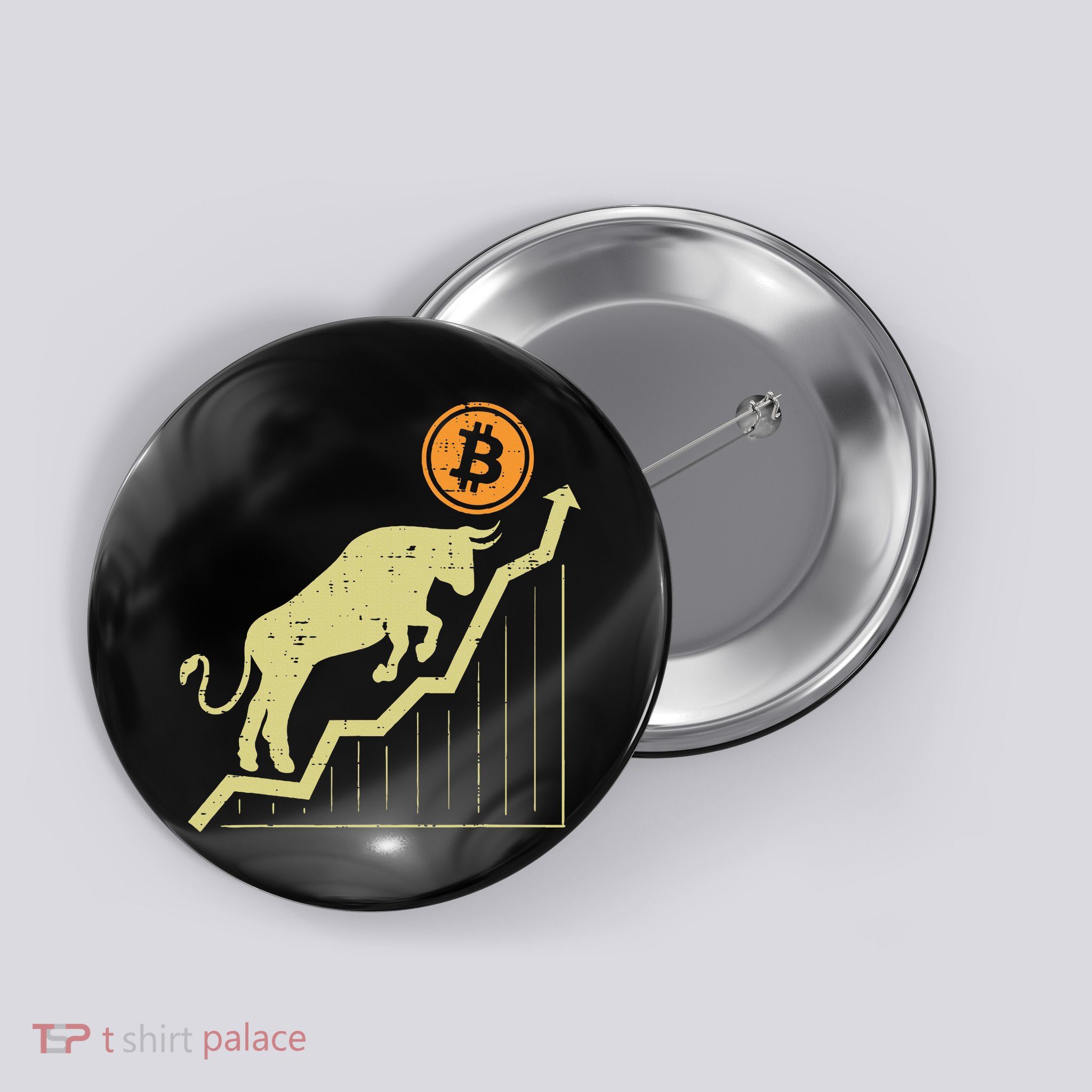 Bitcoin Bull Graph Bullish Btc Crypto Cryptocurrency Trader Button
