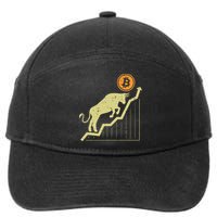Bitcoin Bull Graph Bullish Btc Crypto Cryptocurrency Trader 7-Panel Snapback Hat